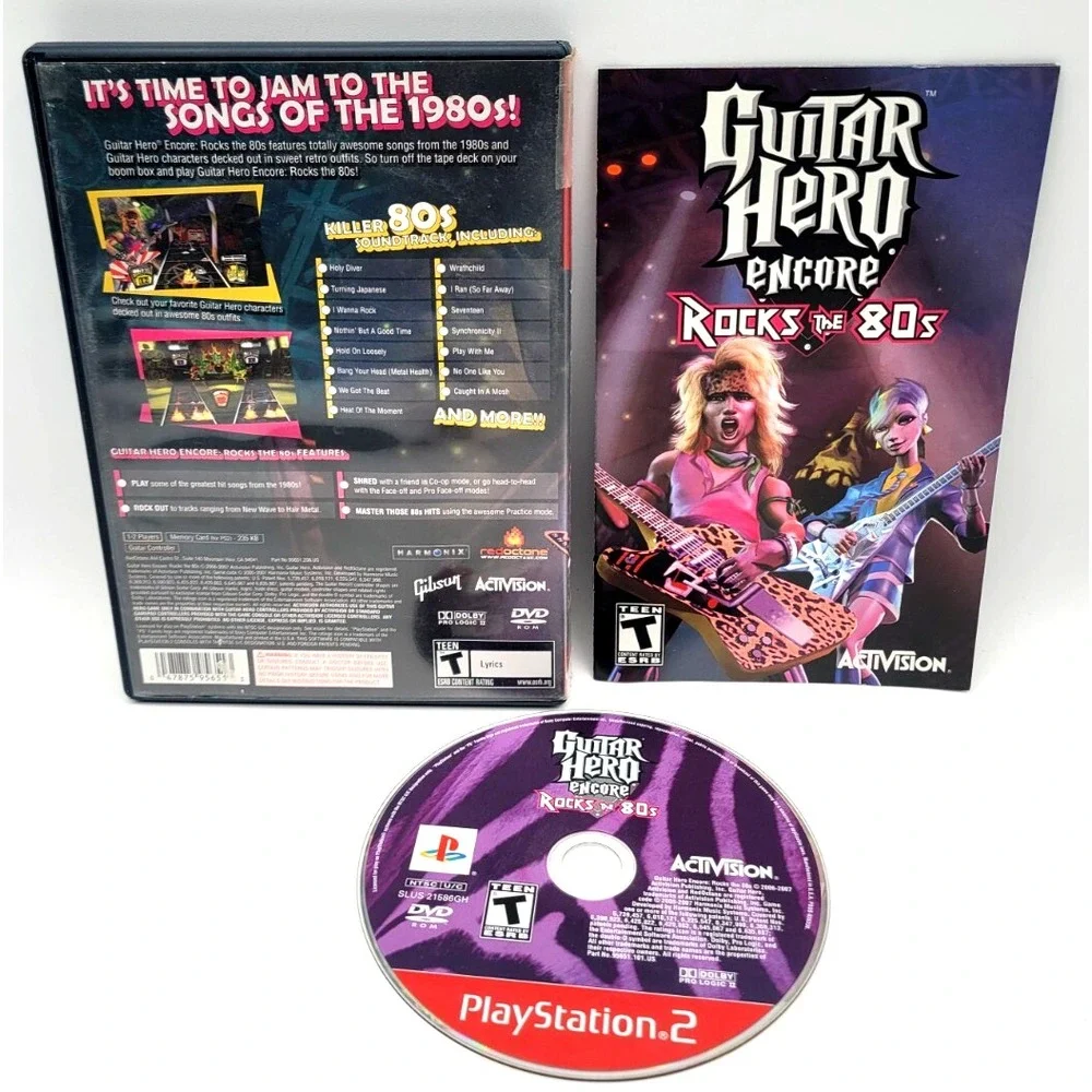 Guitar Hero Encore: Rocks the 80s (Sony PlayStation 2‎ PS2) CIB COMPLETE IN BOX
